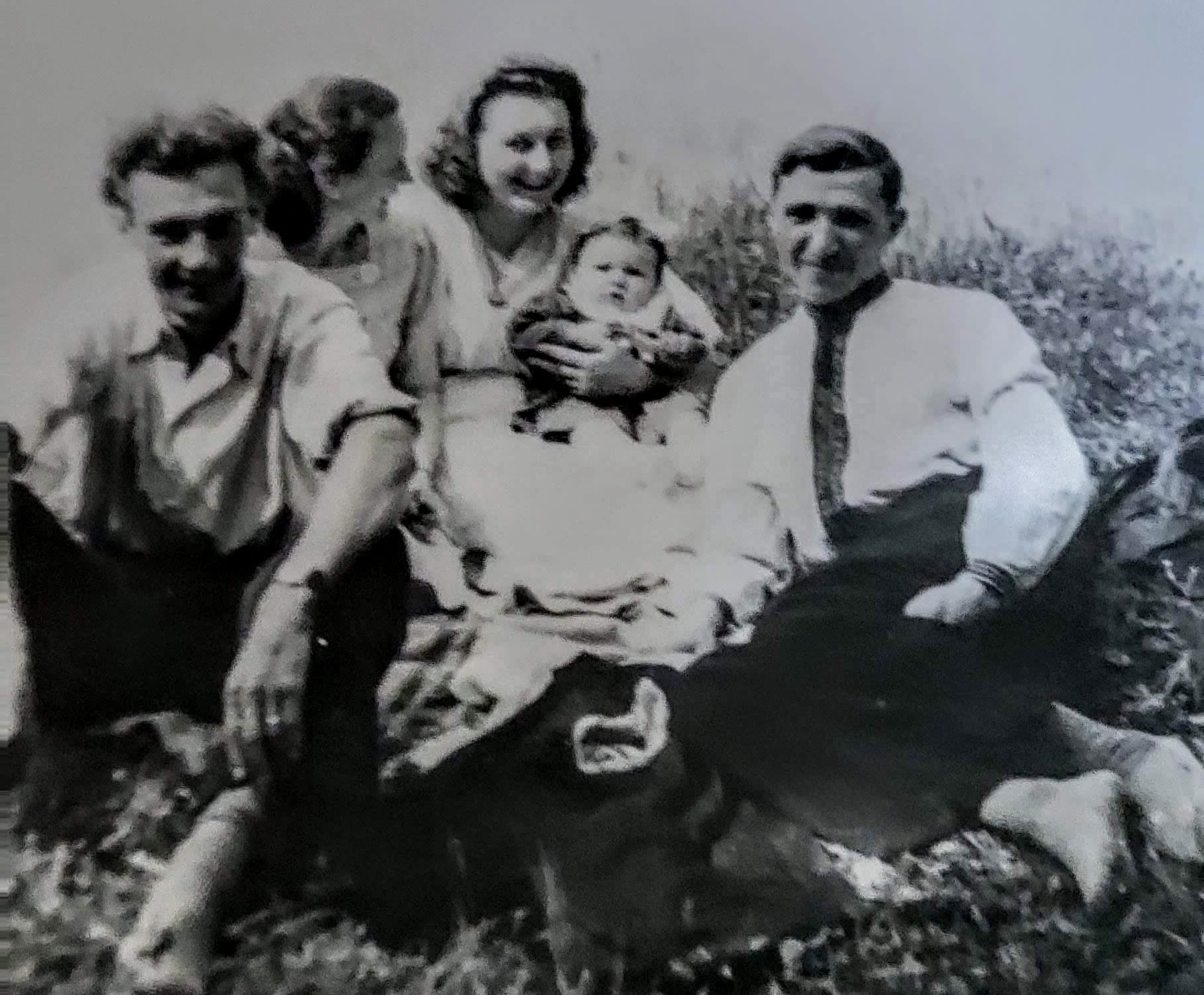 My grandparents and mother (child) with friends in Salzburg 1947/48